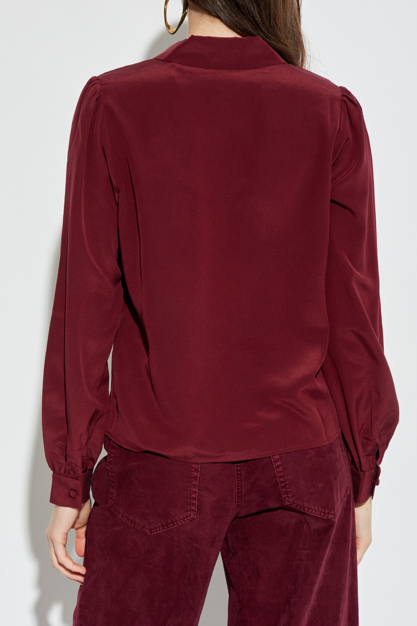 トップス Pum Satin V-neck Twist Front Peplum Top | Express